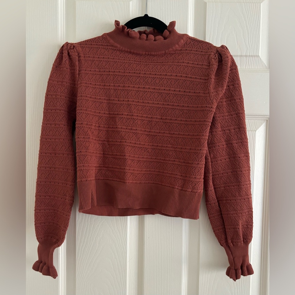 Milk&Honey Turtleneck Rust Burnt Orange Autumnal Knit Fitted Sweater, Size Large